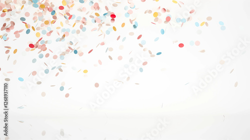 Pastel Confetti Falling on White Background