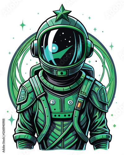 A lone astronaut, adrift in a vibrant nebula, rendered in bold, hand-drawn lines.  Emphasis on cosmic scale and isolation.