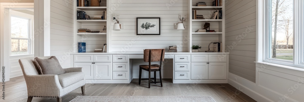 White Built In Desk With Bookshelves And Chair White Built In Desk With Bookshelves And Chair