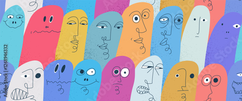 Funny weird ghosts seamless background, vector nasty cartoon characters tiling wallpaper, elements easy to use separately.