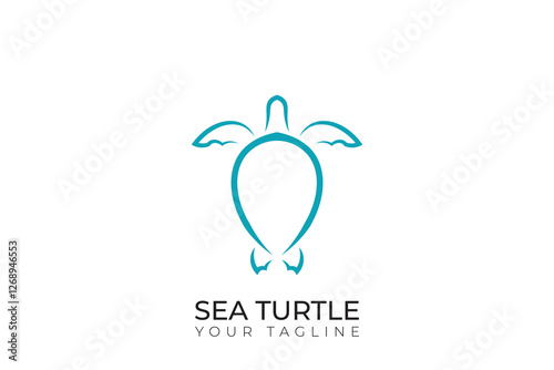 Sea turtle logo in green, simple sea  turtle logo, turtle silhouette, abstract sea turtle