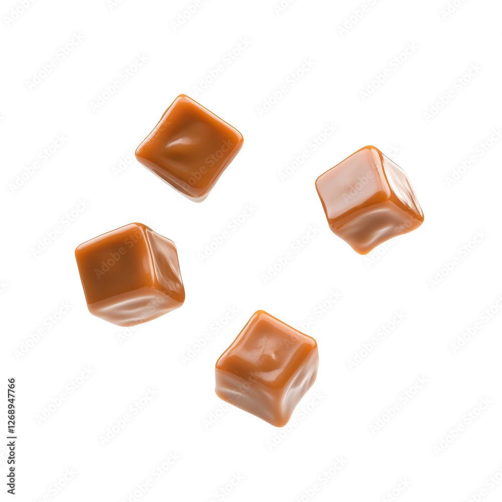 Isolated Four Brown Butter Scotch Falling Isolated Four Brown Butter Scotch Falling