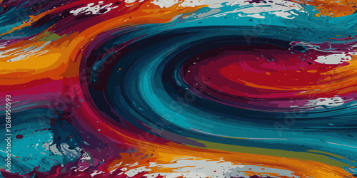 Abstract rainbow watercolor splash with ocean gradient effect spray paint style isolated on white background.