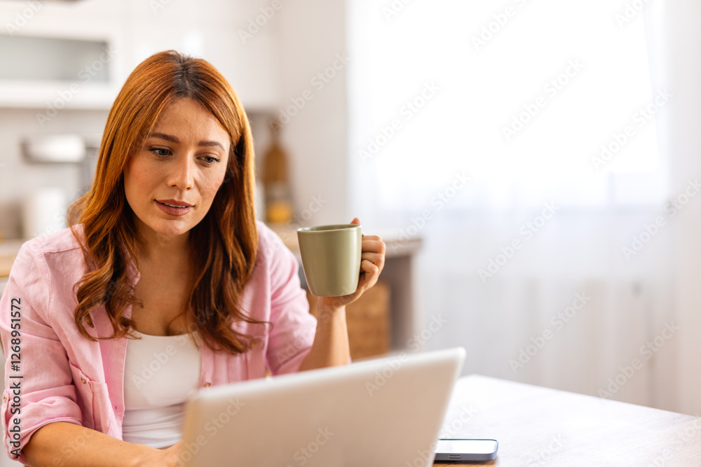Serious frowning woman sit at workplace desk looks at laptop screen read e-mail feels concerned. Bored unmotivated tired employee, problems difficulties with app Serious frowning woman sit at workplace desk looks at laptop screen read e-mail feels concerned. Bored unmotivated tired employee, problems difficulties with app