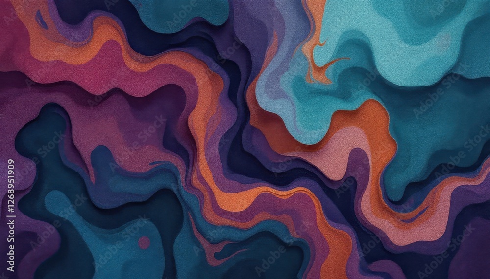 Fototapeta premium Abstract colorful contoured patterns with vibrant swirling shapes and bold contrasting hues