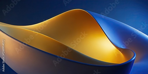 Abstract Gold and Blue Fluid Forms