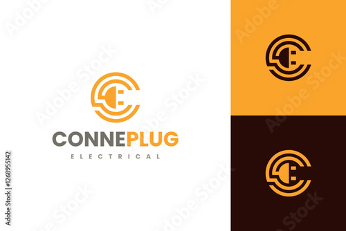 cable plug c letter logo vector