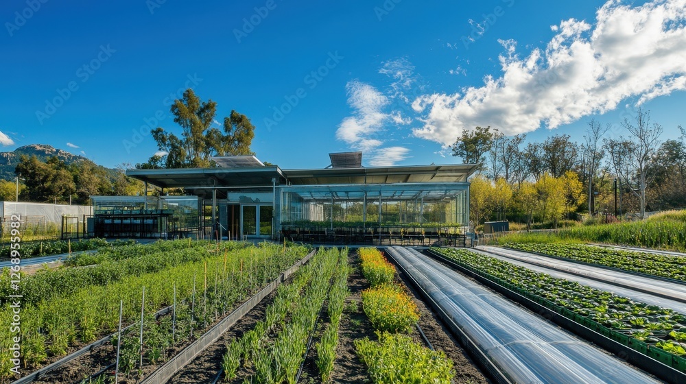 Fototapeta premium A research lab focused on developing innovations in climate change solutions, including carbon capture technologies, renewable energy storage, and sustainable agriculture practices