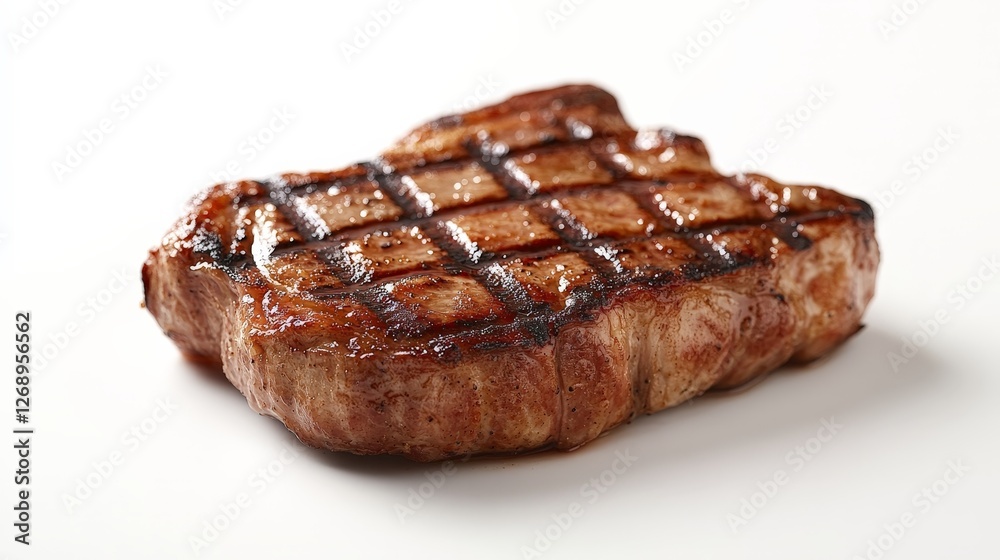 A perfectly grilled steak with distinctive char marks, showcasing delicious food presentation. A perfectly grilled steak with distinctive char marks, showcasing delicious food presentation.