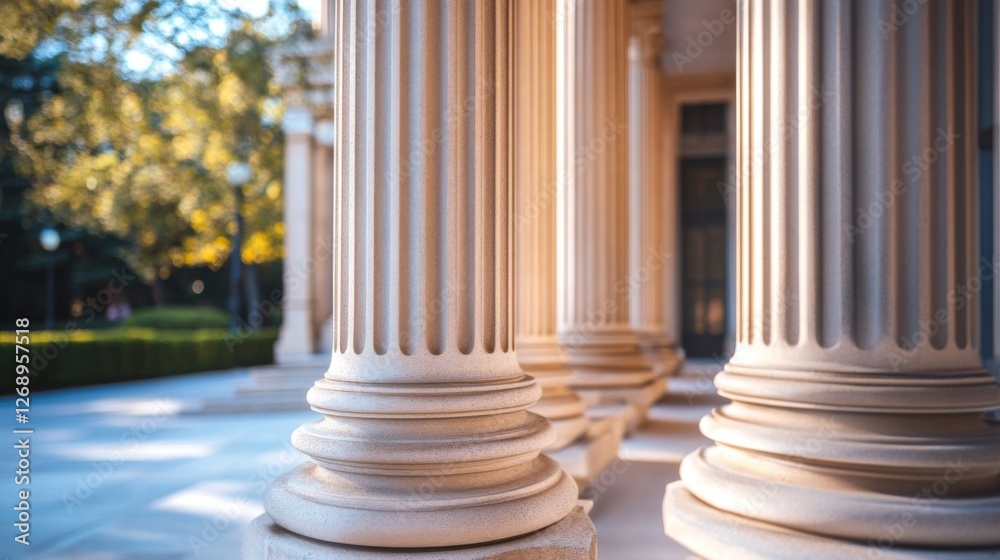 Majestic greek columns in sunlit outdoors Majestic greek columns in sunlit outdoors