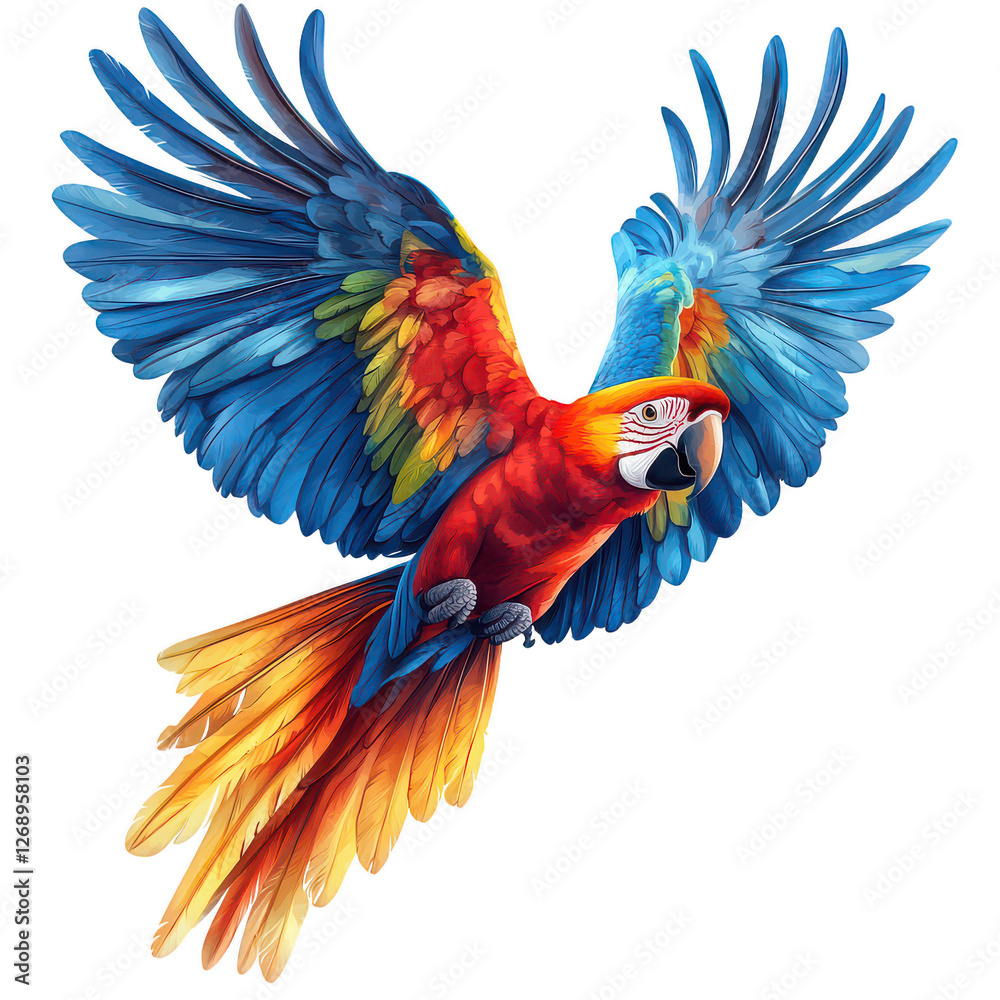 Fototapeta premium colorful flying parrot isolated on transparent background