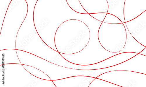 Thread line seamless pattern. Curvy intersections of ropes in organic smooth print. Abstract squiggly modern background with continuous lines. Vector Illustration .
