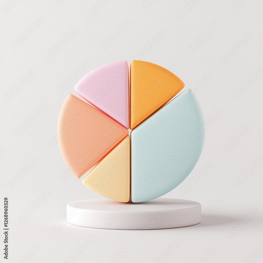 Obraz premium Pastel Geometric Abstract Shapes Composition on White Background