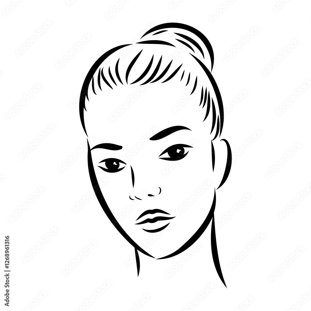 model girl's head, vector sketch. Fashion illustration. Woman's Hair Style model girl's head, vector sketch. Fashion illustration. Woman's Hair Style