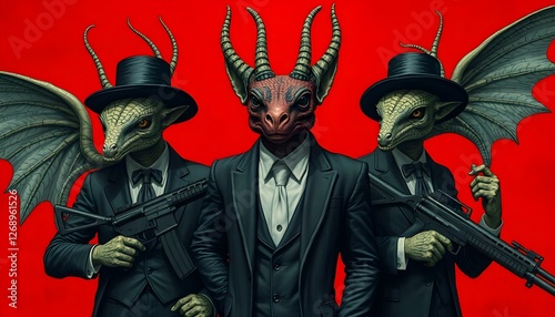 Clash of Civility: Anthropomorphic Creatures in Crimson Suit