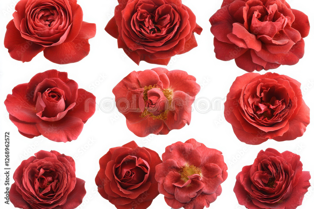 Naklejka premium Set of red roses a stunning collection isolate on white background