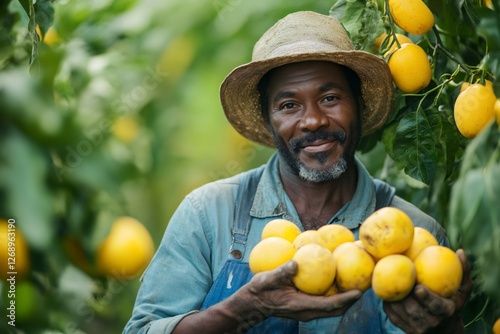Farmer holding freshly harvested passion fruit in orchard