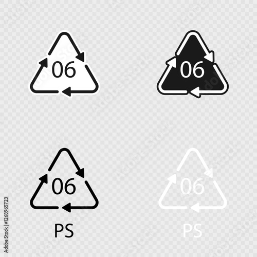 PS 06 recycling code symbol set.