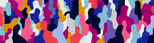 Modern people abstract vector background , multicolored silhouettes shadows artistic illustration