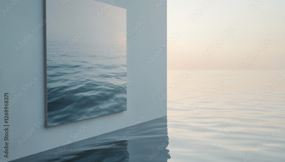 Fototapeta premium Close up of wall artwork reflecting surrounding space in a soft and artistic ambiance