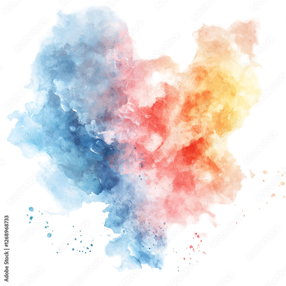 Fototapeta premium Abstract Watercolor Painting: Teal & Indigo Hues art blue isolated on transparent background