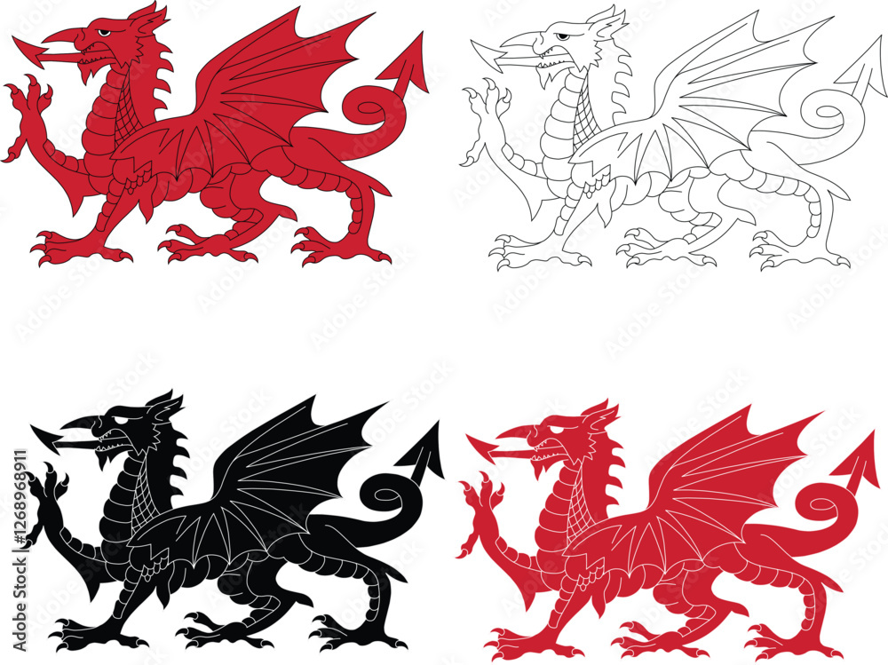 custom made wallpaper toronto digitalRed welsh dragon. Red dragon graphic sign. Welsh Pride. Dragon of wales.