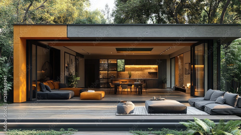 With an aluminum folding door leading to the terrace, enjoy seamless indoor-outdoor life.