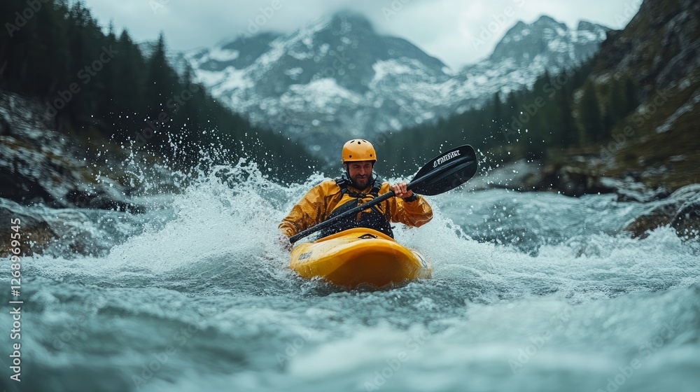 Whitewater kayaking on a mountain river is an extreme activity.