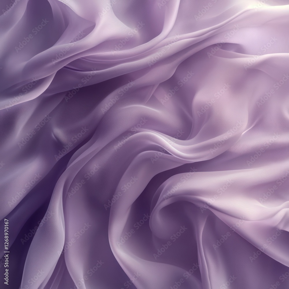 Obraz premium Lavender silk fabric drapes, soft folds, luxurious texture, background blur, textile design