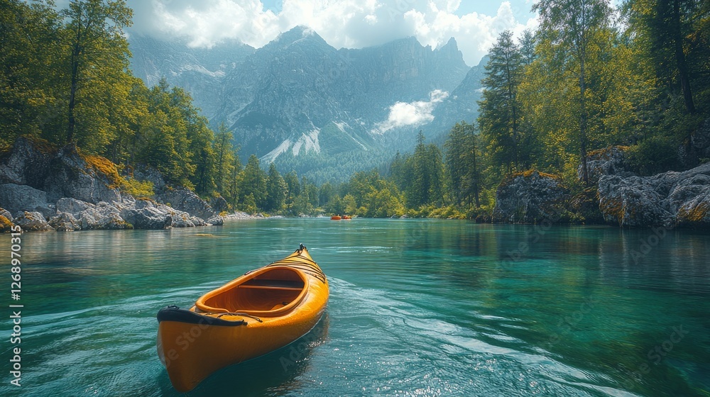 Whitewater kayaking on a mountain river is an extreme activity. Whitewater kayaking on a mountain river is an extreme activity.