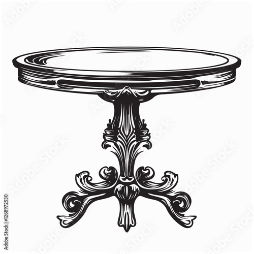 Antique Dining Table Vector and Illustration isolated on white background.