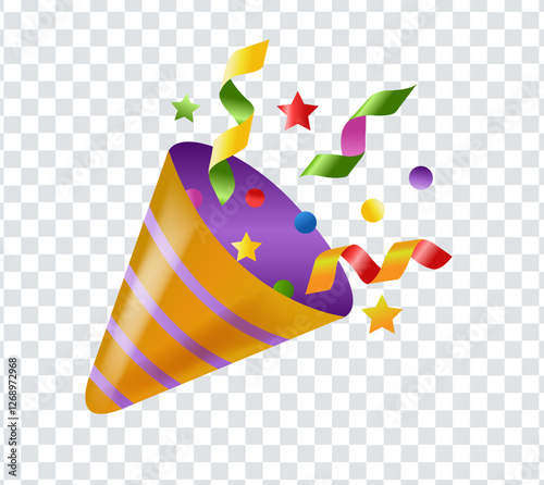 Party Popper With Color Confetti