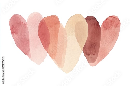Soft watercolor hearts in shades of pink, beige, and brown, ideal for Valentine s Day, love themes, or romantic designs Perfect for invitations and decor