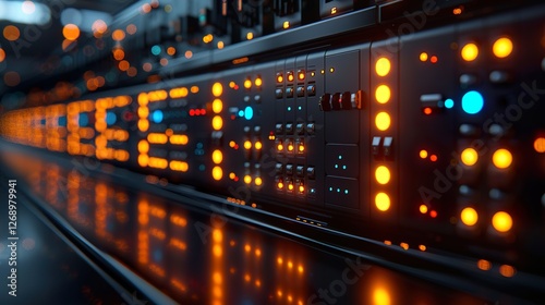Data center s network infrastructure comprising of panels switches and cables HD 8K wallpaper Photographic Image