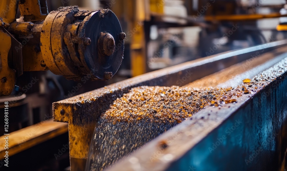 Industrial machine with a material conveyor belt. Industrial machine with a material conveyor belt.