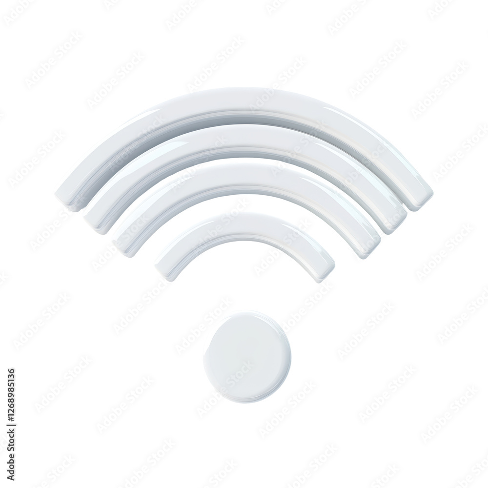 Isolated 3D Render of a Glossy White Wi-Fi Icon Isolated 3D Render of a Glossy White Wi-Fi Icon