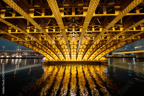 浅草　蔵前橋の夜景　隅田川/Asakusa Kuramae Bridge night view Sumida River photo