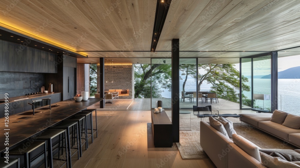 Modern Lake House Interior Design with Panoramic Views Modern Lake House Interior Design with Panoramic Views