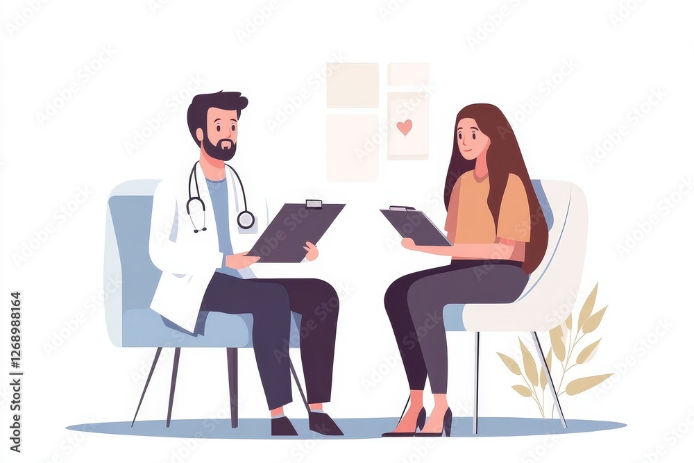 Psychiatrist With Clipboard Sitting Near Girl, Psychiatrist With Clipboard Sitting Near Girl,