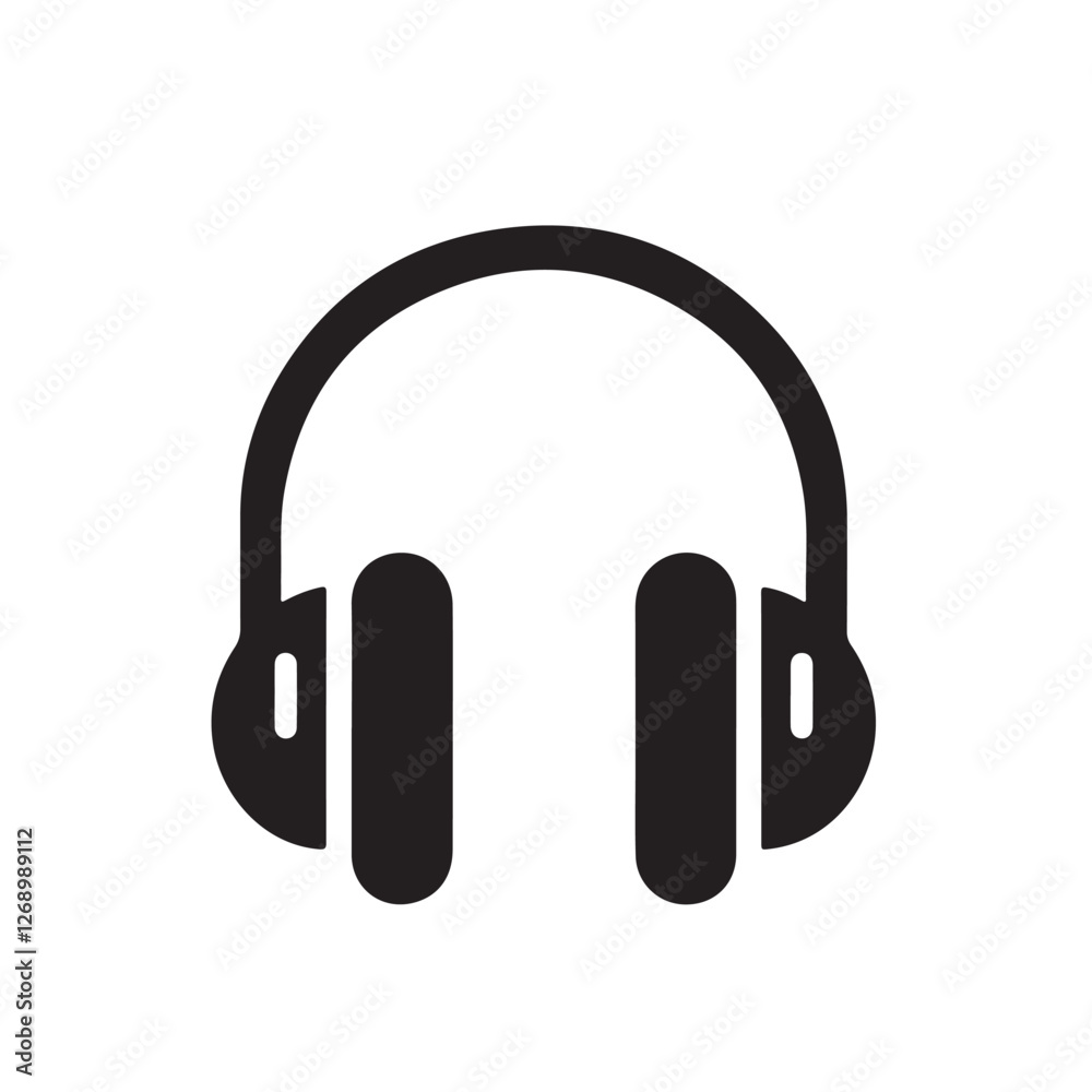 Flat Music Headphone Icon – Isolated Vector Silhouette Illustration Flat Music Headphone Icon – Isolated Vector Silhouette Illustration