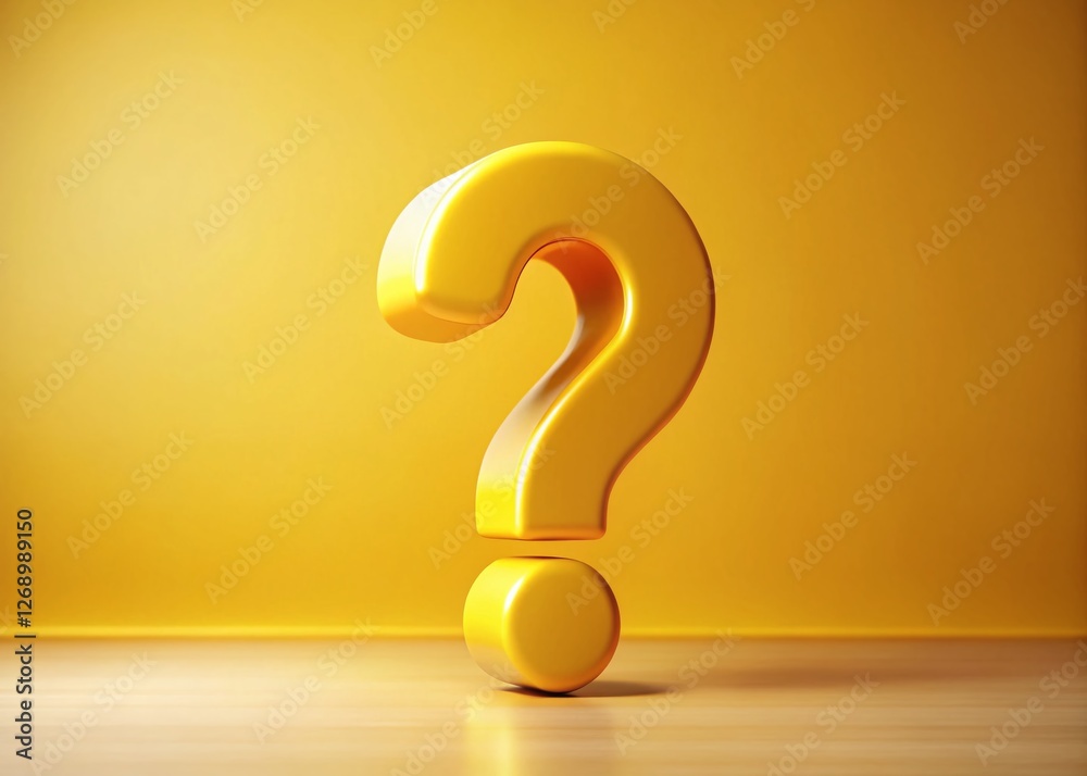 Large Yellow Question Mark, High Depth of Field, Abstract Background Stock Photo Large Yellow Question Mark, High Depth of Field, Abstract Background Stock Photo
