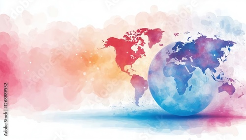 Colorful Abstract World Map with Globe Design and Soft Background