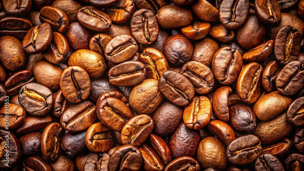 Obraz premium Light Roast Arabica Coffee Beans: Close-Up Aerial View