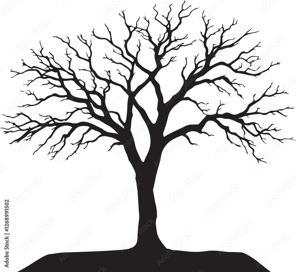 Silhouette of Bare and Leafy Trees - Detailed Vector Tree Illustration Set Silhouette of Bare and Leafy Trees - Detailed Vector Tree Illustration Set