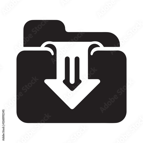 File Download Icon – Isolated Silhouette Vector Illustration