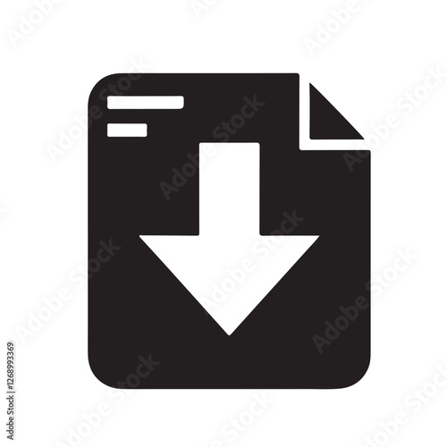 File Download Icon – Isolated Silhouette Vector Illustration