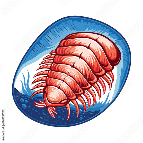 Create a realistic vector illustration of a giant isopod crawling on a seabed, showcasing detailed texture and anatomy.