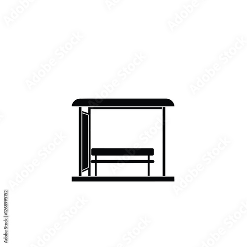 Silhouette vector illustration of a bus stop and bench icon