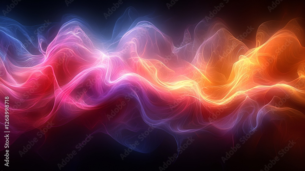 Obraz premium Abstract fiery, icy waves flowing, dark background, energy concept, website banner