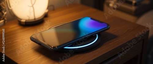 Wireless Phone Charger on Nightstand Modern Fast Charging